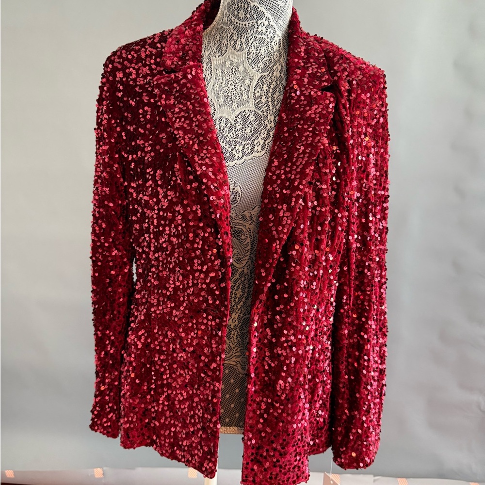 Nanette Lepore Red Sequin Blazer